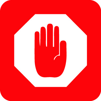 Octagon with hand in the middle icon